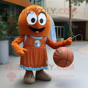Rust Basketball Ball mascot costume character dressed with a Wrap Dress and Shawls