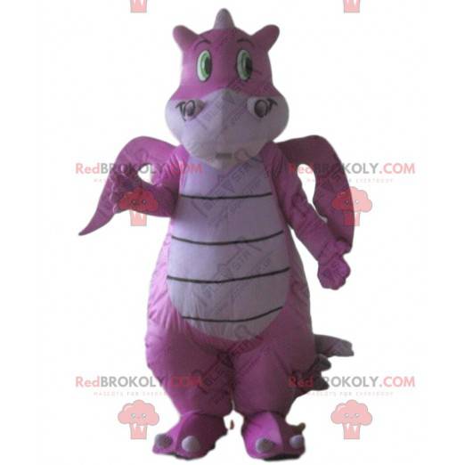 Pink dragon mascot, giant pink dinosaur costume - Redbrokoly.com