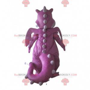 Pink dragon maskot, kæmpe lyserød dinosaur kostume -