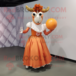 Oransje Guernsey Cow maskot...