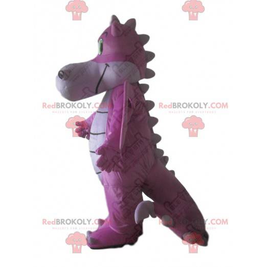 Mascotte de dragon rose, costume de dinosaure rose géant -