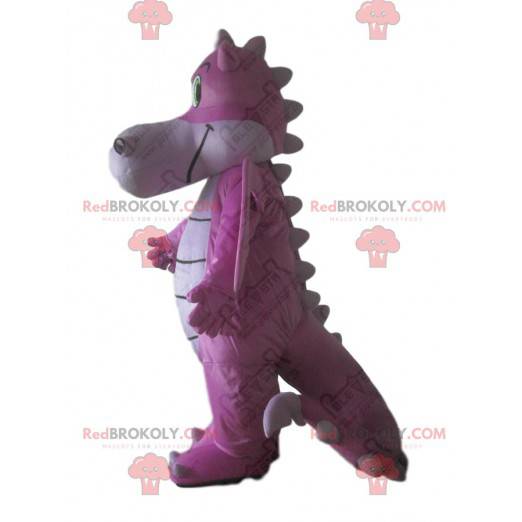 Pink dragon mascot, giant pink dinosaur costume - Redbrokoly.com
