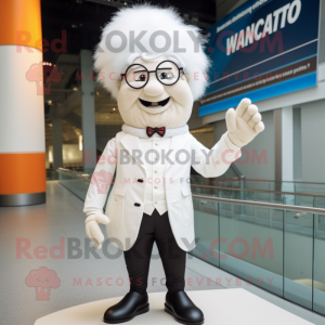 White Chief mascot costume character dressed with a Waistcoat and Eyeglasses
