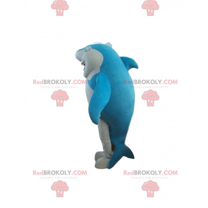 Mascotte blauwe en witte haai, zeekostuum - Redbrokoly.com