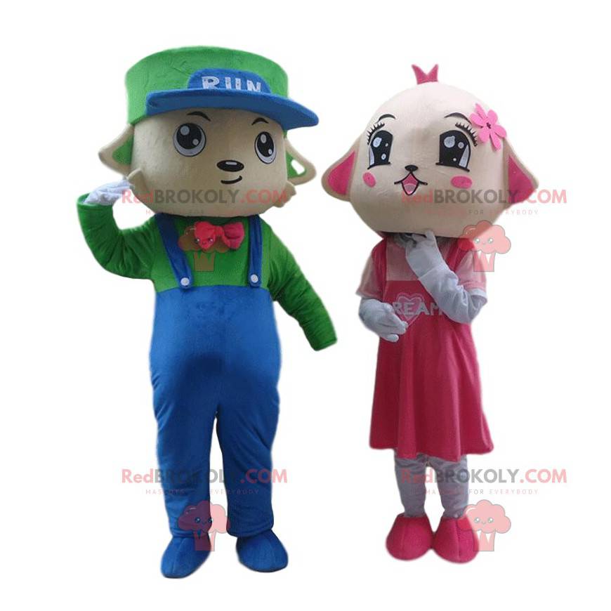 2 maskoti maskovaní psi, pár barevných psů - Redbrokoly.com 2 maskoti maskovaní psi, pár barevných psů - Redbrokoly.com