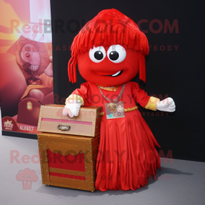 Red Treasure Chest mascotte...