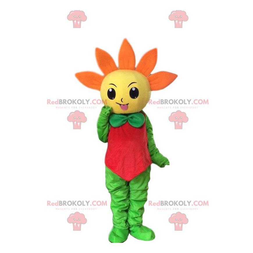Giant yellow and orange flower mascot, spring costume -