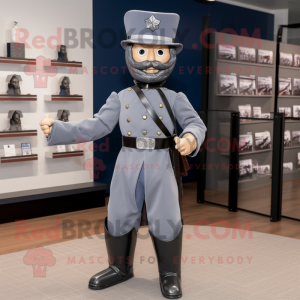 Silver Civil War Soldier mascot costume character dressed with a V-Neck Tee and Pocket squares