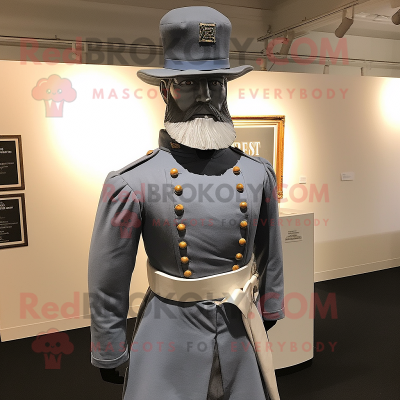 Silver Civil War Soldier mascot costume character dressed with a V-Neck Tee and Pocket squares Silver Civil War Soldier mascot costume character dressed with a V-Neck Tee and Pocket squares