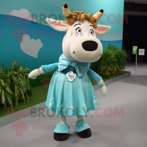 Cyan Jersey Cow maskot...