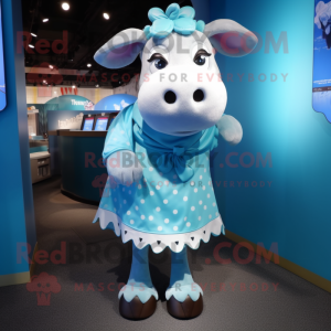 Cyan Jersey Cow maskot...