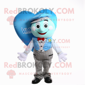 Cyan Heart maskot kostym...