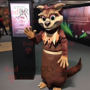 Brown Chupacabra mascot costume character dressed with a Maxi Dress and Bracelet watches