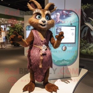 Brown Chupacabra mascot costume character dressed with a Maxi Dress and Bracelet watches