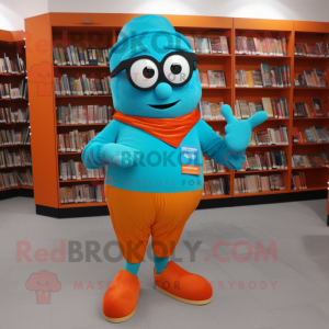 Turquoise oranje mascotte...