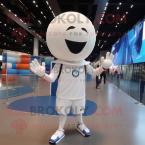 White Volleyball Ball mascot costume character dressed with a Suit and Hats