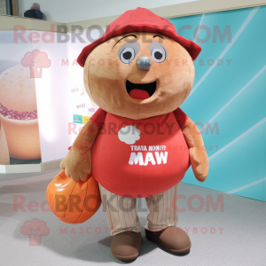 nan Meatballs mascot costume character dressed with a Corduroy Pants and Tote bags