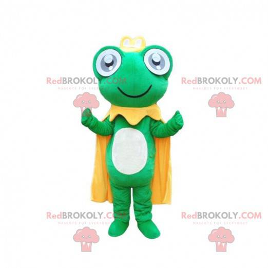 Maskotka zielona żaba z żółtą peleryną i koroną - Redbrokoly.com