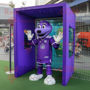 Paars voetbalgoal mascotte...