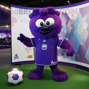 Purple Soccer Goal mascot costume character dressed with a Cover-up and Cufflinks