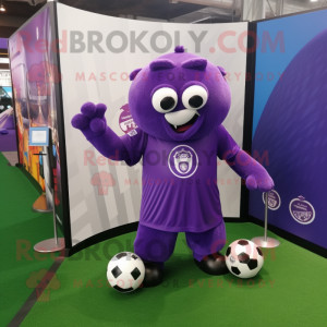 Paars voetbalgoal mascotte...