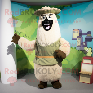 Olive Llama mascot costume character dressed with a A-Line Dress and Belts
