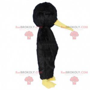 Mascotte d'oiseau noir et jaune, costume de corbeau -