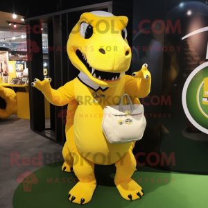 Geel Tyrannosaurus mascotte...