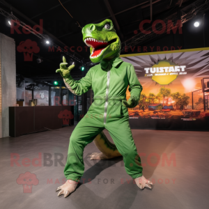 nan Tyrannosaurus mascot costume character dressed with a Jumpsuit and Anklets