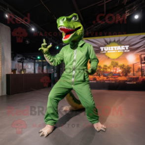 nan Tyrannosaurus mascot costume character dressed with a Jumpsuit and Anklets