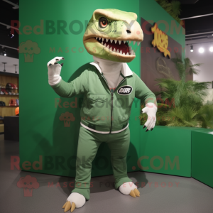 nan Tyrannosaurus mascot costume character dressed with a Jumpsuit and Anklets