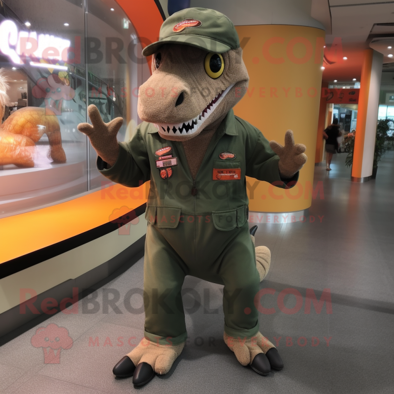 nan Tyrannosaurus mascot costume character dressed with a Jumpsuit and Anklets