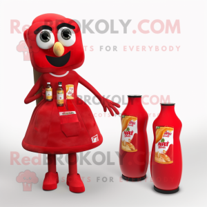 nan Bottle Of Ketchup mascot costume character dressed with a Skirt and Wallets