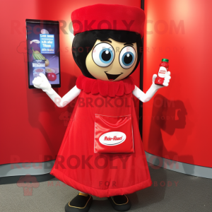 nan Bottle Of Ketchup mascot costume character dressed with a Skirt and Wallets