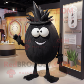 Black Onion mascot costume character dressed with a Shorts and Brooches