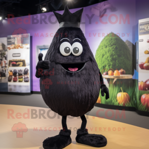 Black Onion mascot costume character dressed with a Shorts and Brooches