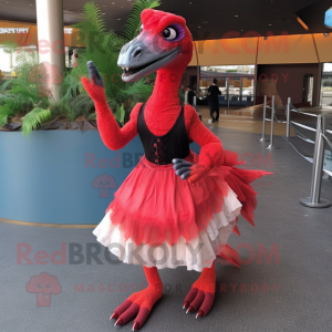 Rød Velociraptor maskot...