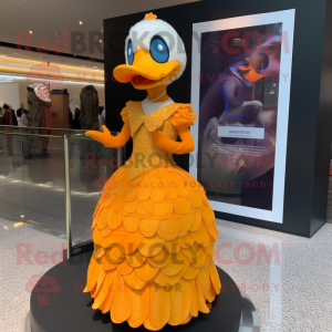 Orange Duck maskot kostume...