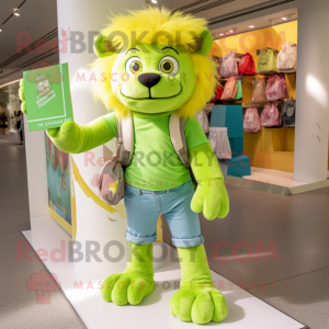 Lime Green Lion mascotte...