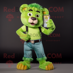 Lime Green Lion mascotte...