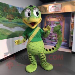 nan Anaconda mascot costume character dressed with a Mini Dress and Foot pads