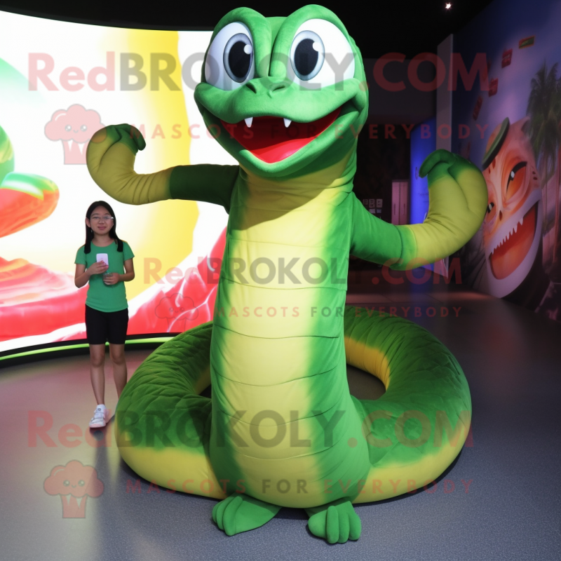 nan Anaconda mascot costume character dressed with a Mini Dress and Foot pads nan Anaconda mascot costume character dressed with a Mini Dress and Foot pads