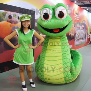 nan Anaconda mascot costume character dressed with a Mini Dress and Foot pads