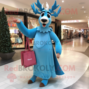 Sky Blue Elk maskot drakt...