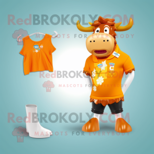 Orange Guernsey Cow maskot...