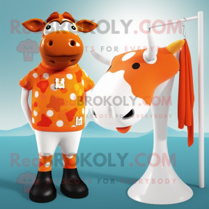 Orange Guernsey Cow maskot...