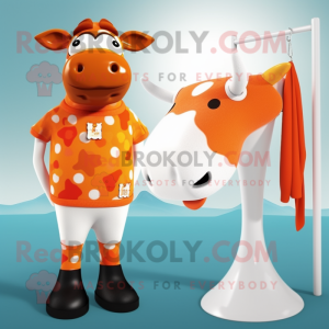 Oransje Guernsey Cow maskot...