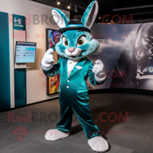 Teal Wild Rabbit mascotte...