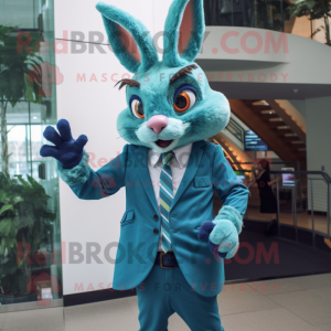 Teal Wild Rabbit maskot...