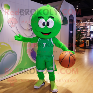 Green Basketball Ball mascot costume character dressed with a Joggers and Earrings
